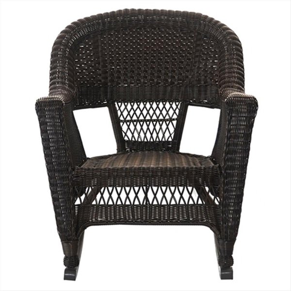 Propation W00201R-A-2-RCES029 3 Piece Espresso Rocker Wicker Chair Set With Green Cushion PR1363918